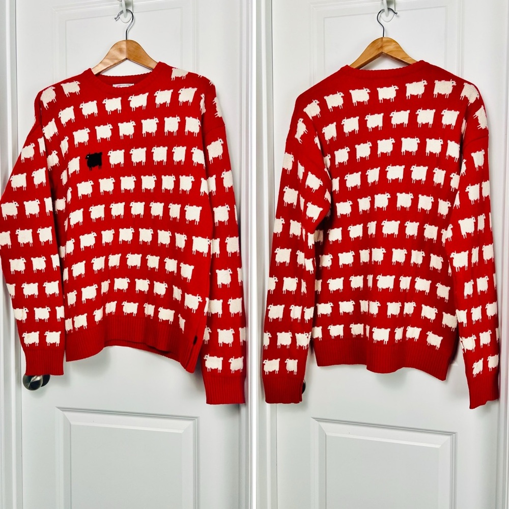 Rowing Blazers Black Sheep Sweater Diana Iconic Red White Wool Knit Pullover M - Picture 4 of 16